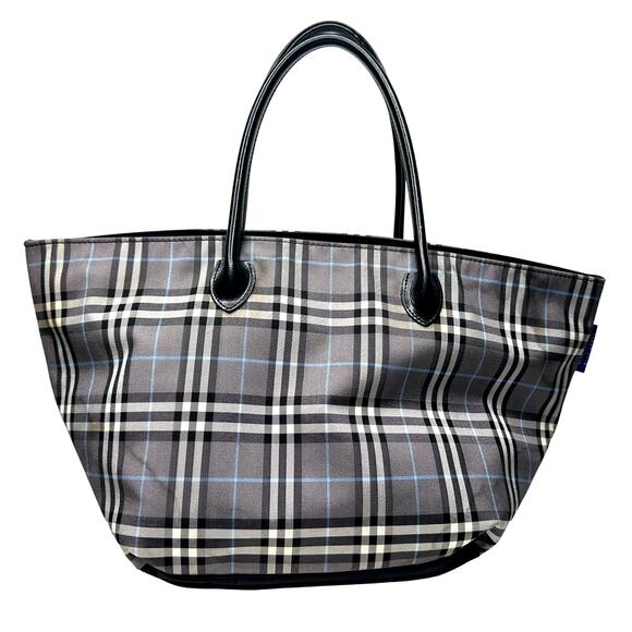 Autre Marque Burberrys London Gray Nova Check Blue Label NylonTote Bag - Picture 3 of 16
